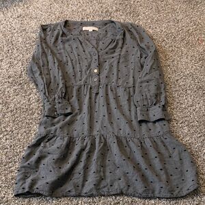 LOFT Gray Polka Dot Mini Dress